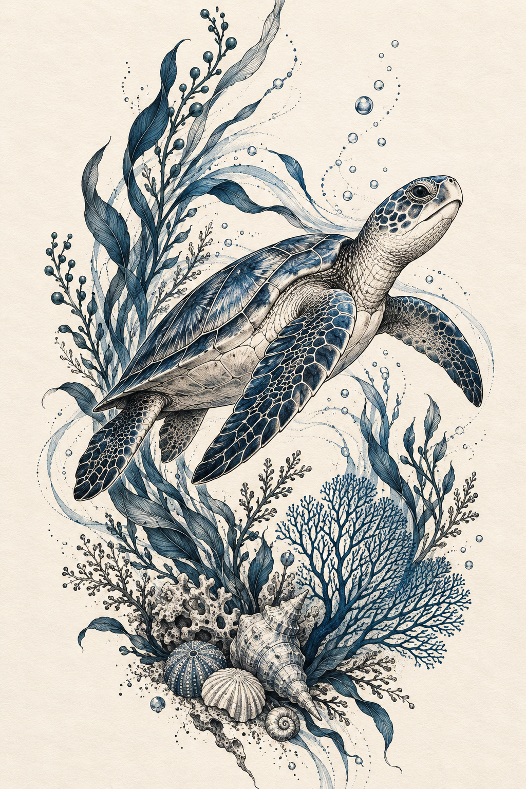 Sea turtle tattoo ideas: underwater sea turtle sea turtle design