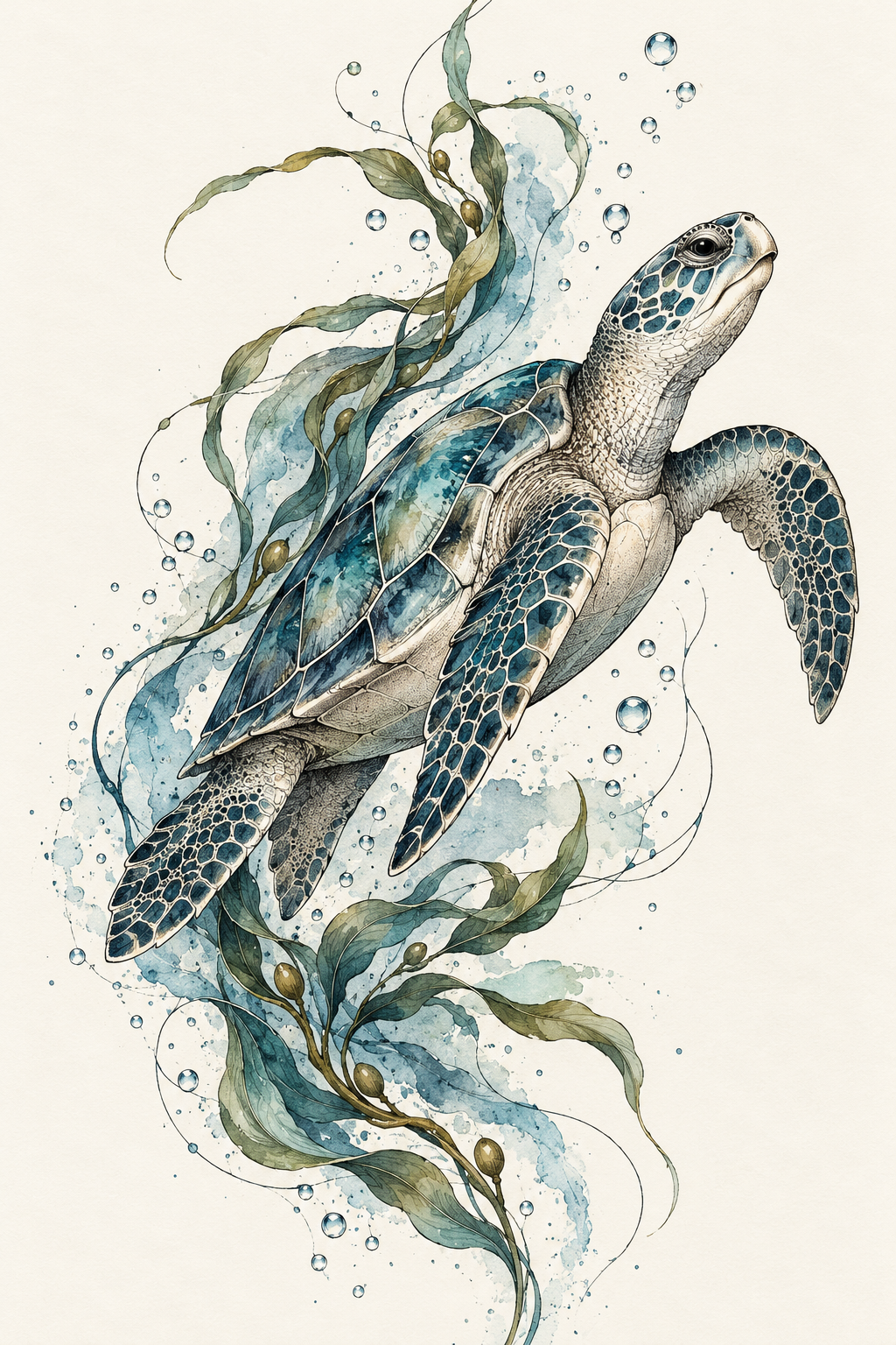 Sea turtle tattoo ideas in an ocean-inspired editorial design
