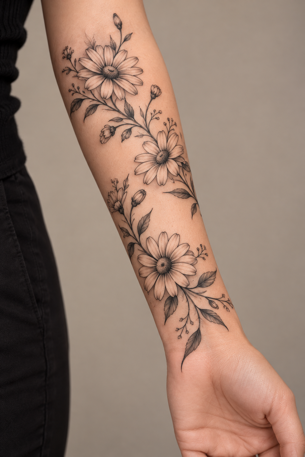 Daisy Chain floral tattoo sleeves idea