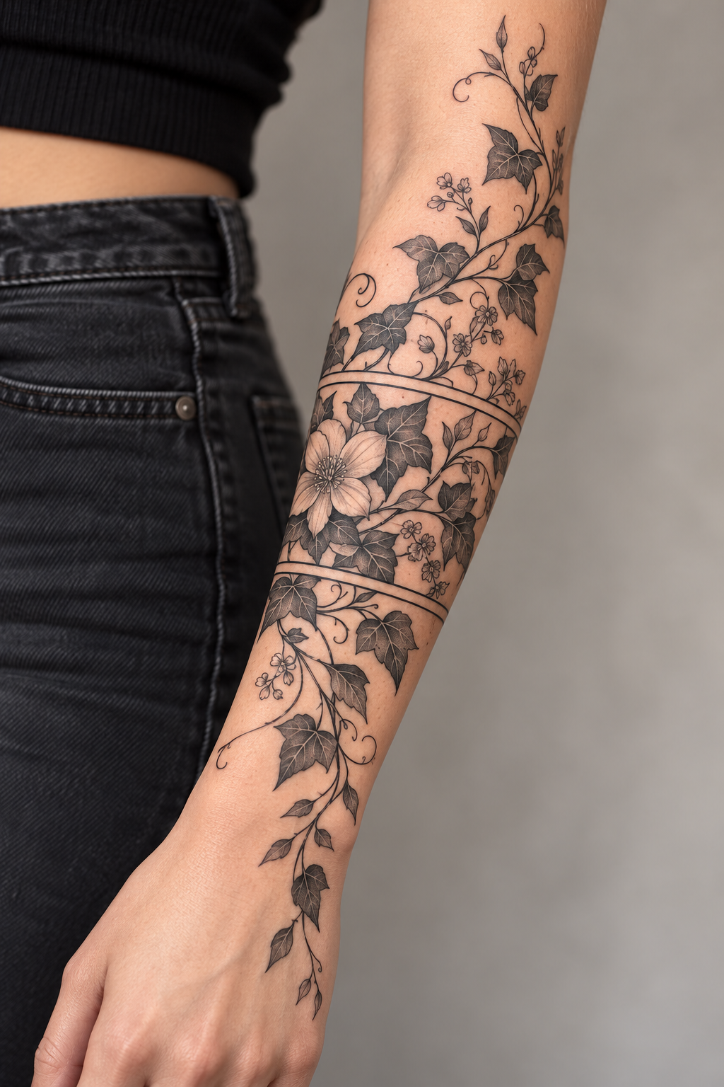 Ivy Cuff floral tattoo sleeves idea