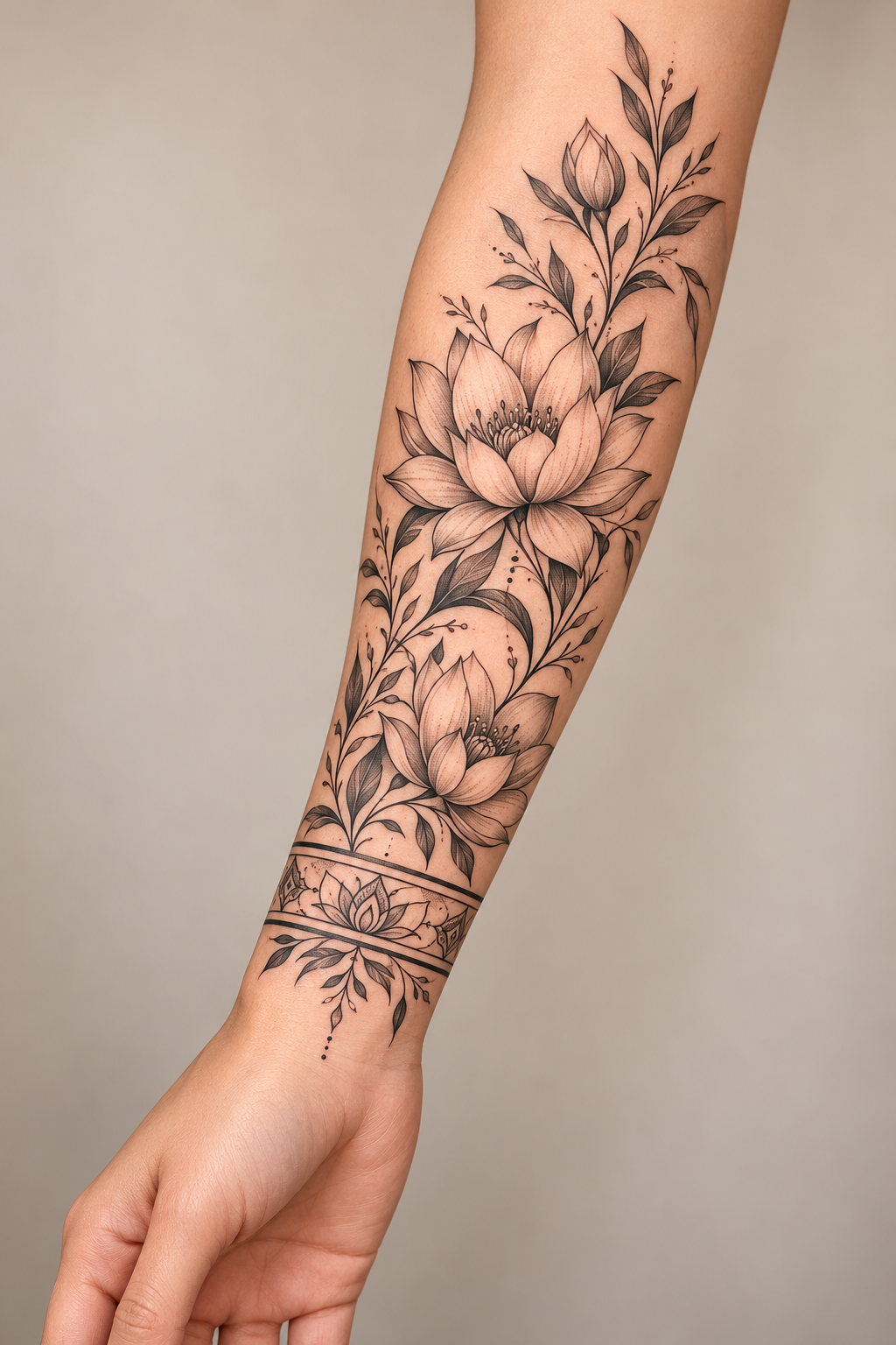 Lotus Sleeve floral tattoo sleeves idea
