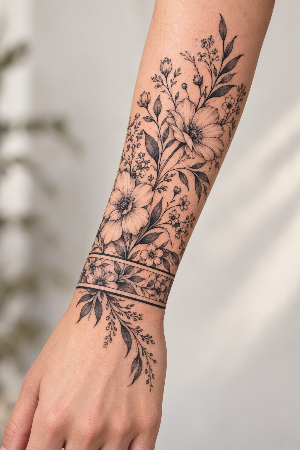Garden Patch floral tattoo sleeves idea