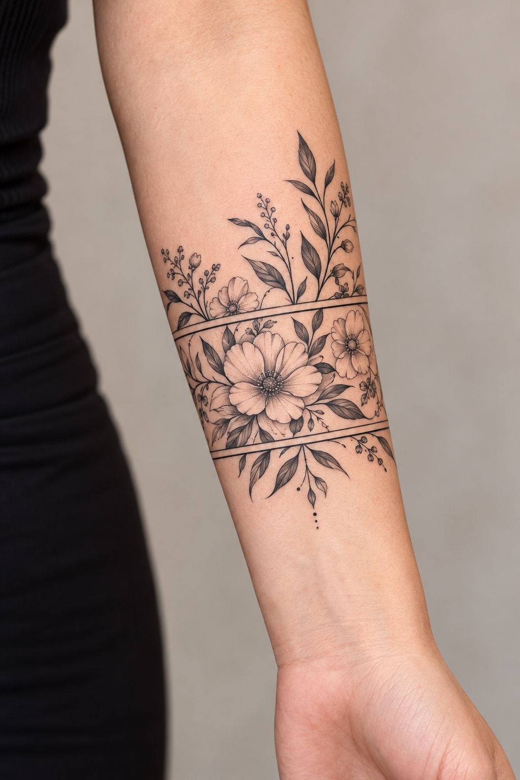 Floral Wrist Cuff floral tattoo sleeves idea