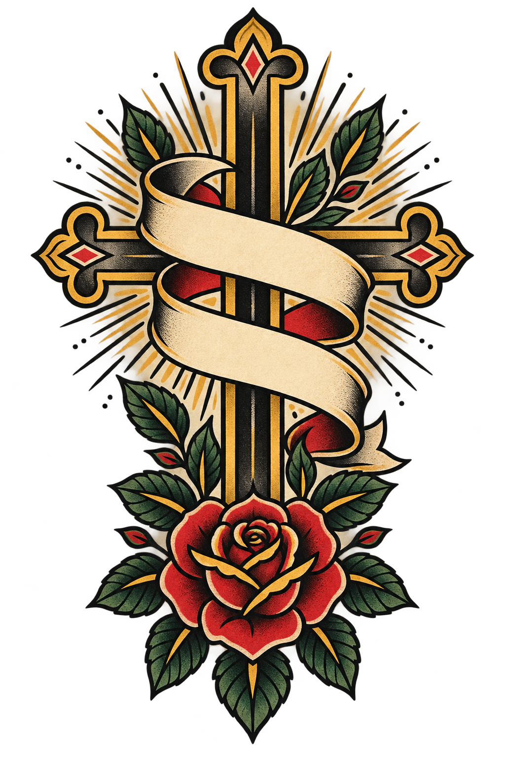Cross-and-banner-Christian-tattoo-concept