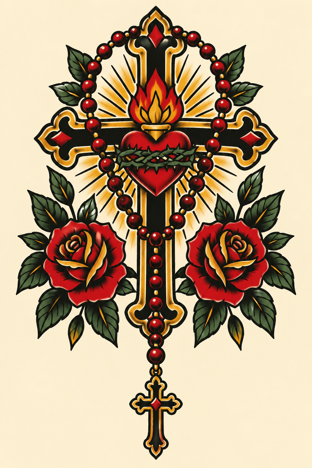 Rosary-cross-Christian-tattoo-concept