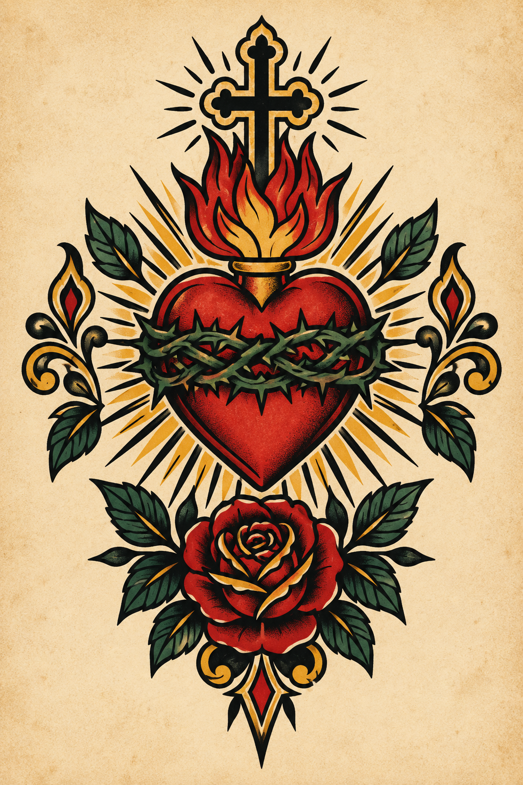 Blackwork-sacred-heart-Christian-tattoo-concept
