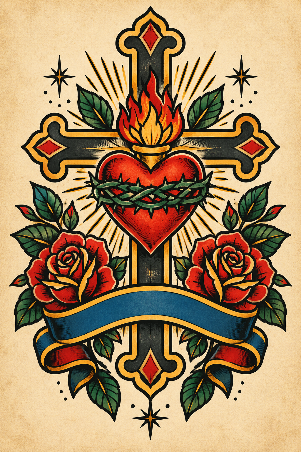 Colorful-banner-Christian-tattoo-concept
