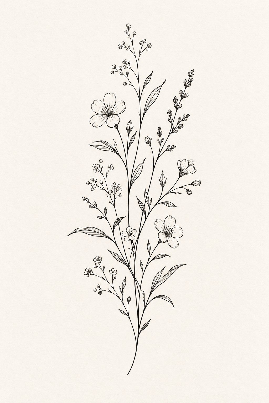 Tiny botanical sprigs small tattoos for women illustration