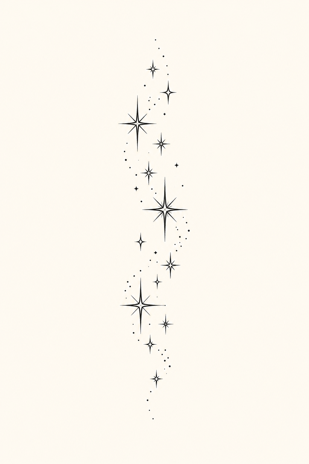 Fine-line stars small tattoos for women illustration