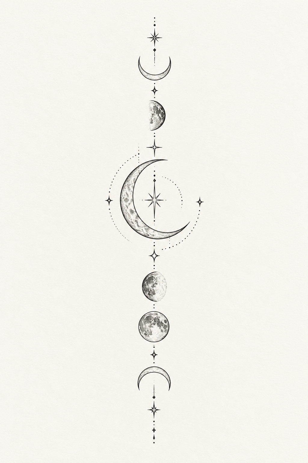 Minimalist moons small tattoos for women illustration