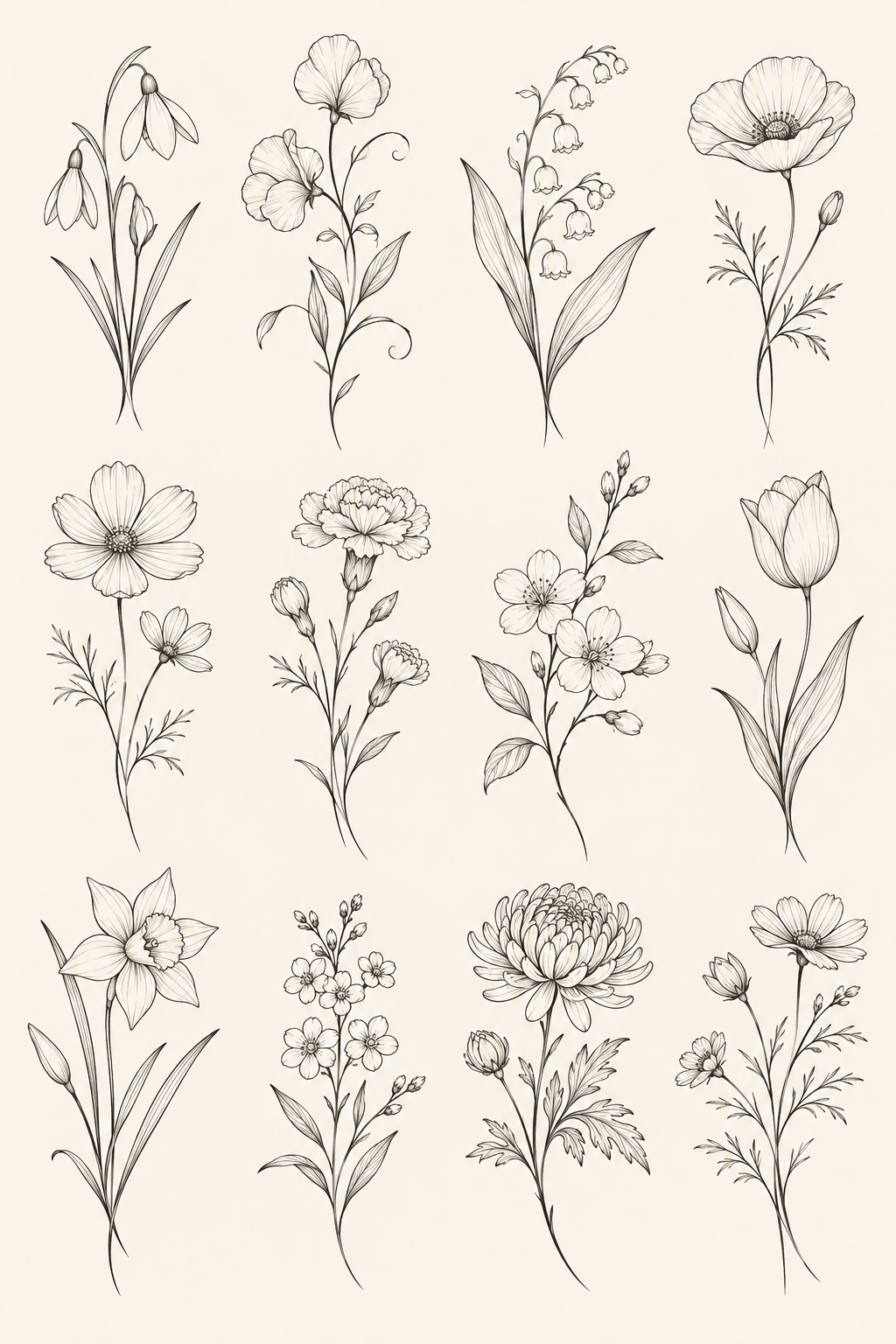 Small birth flower tattoos small tattoos for women illustration