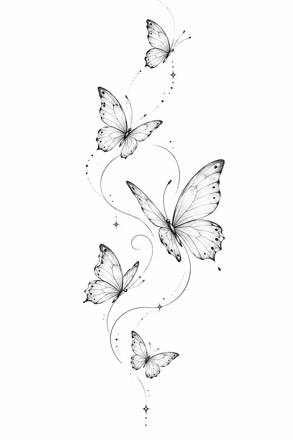 Delicate butterflies small tattoos for women illustration