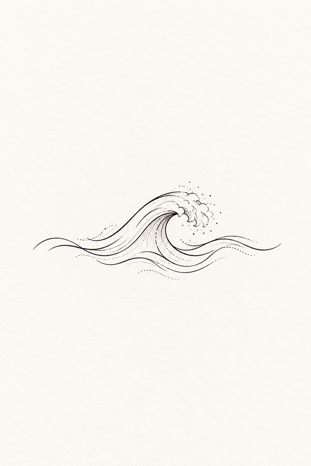 Petite ocean waves small tattoos for women illustration