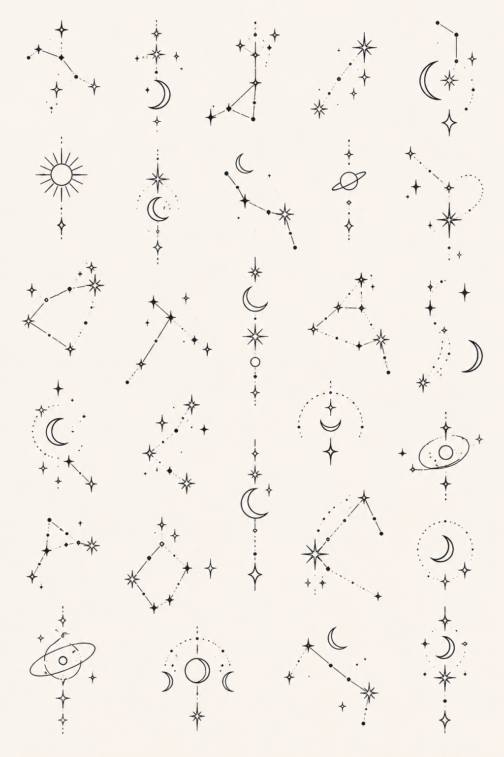Tiny constellation tattoos small tattoos for women illustration