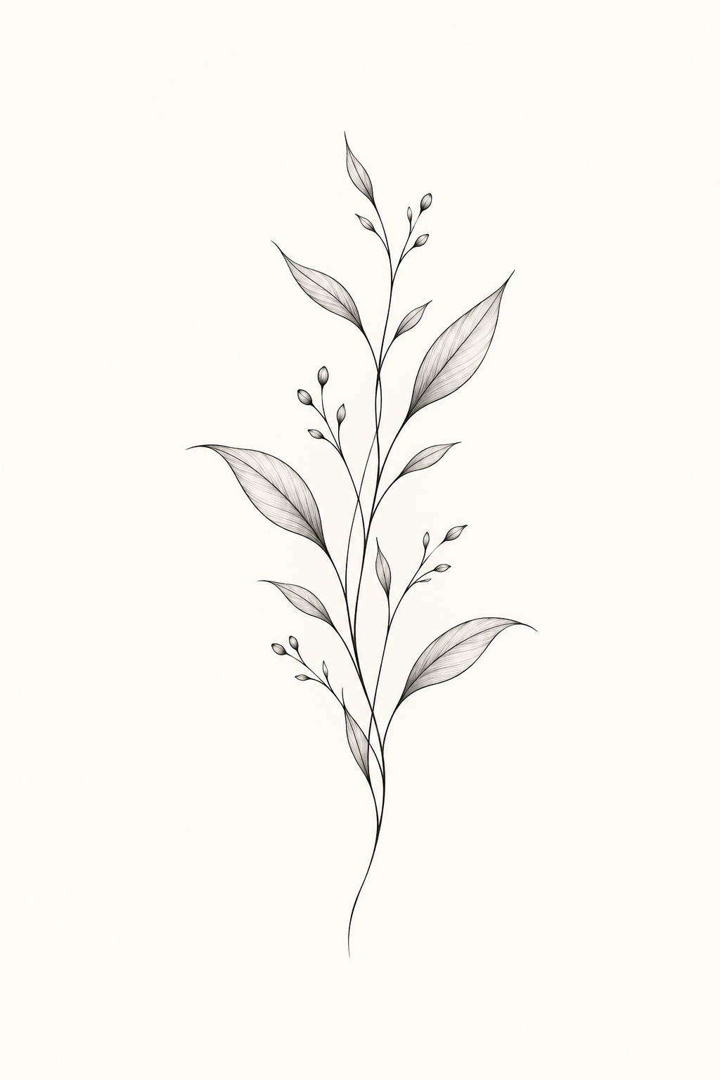 Delicate leaves small tattoos for women illustration