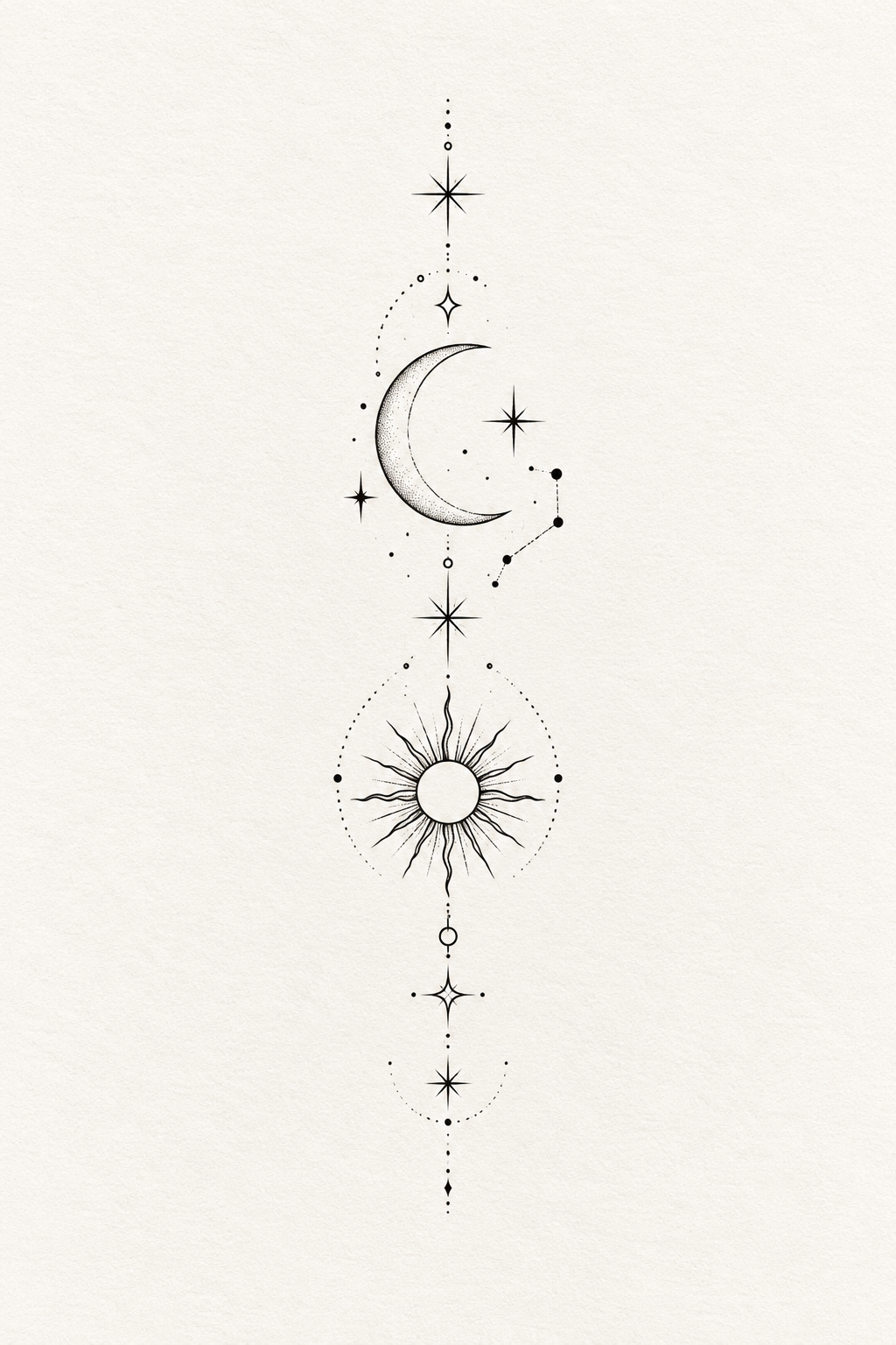 Tiny celestial symbols small tattoos for women illustration