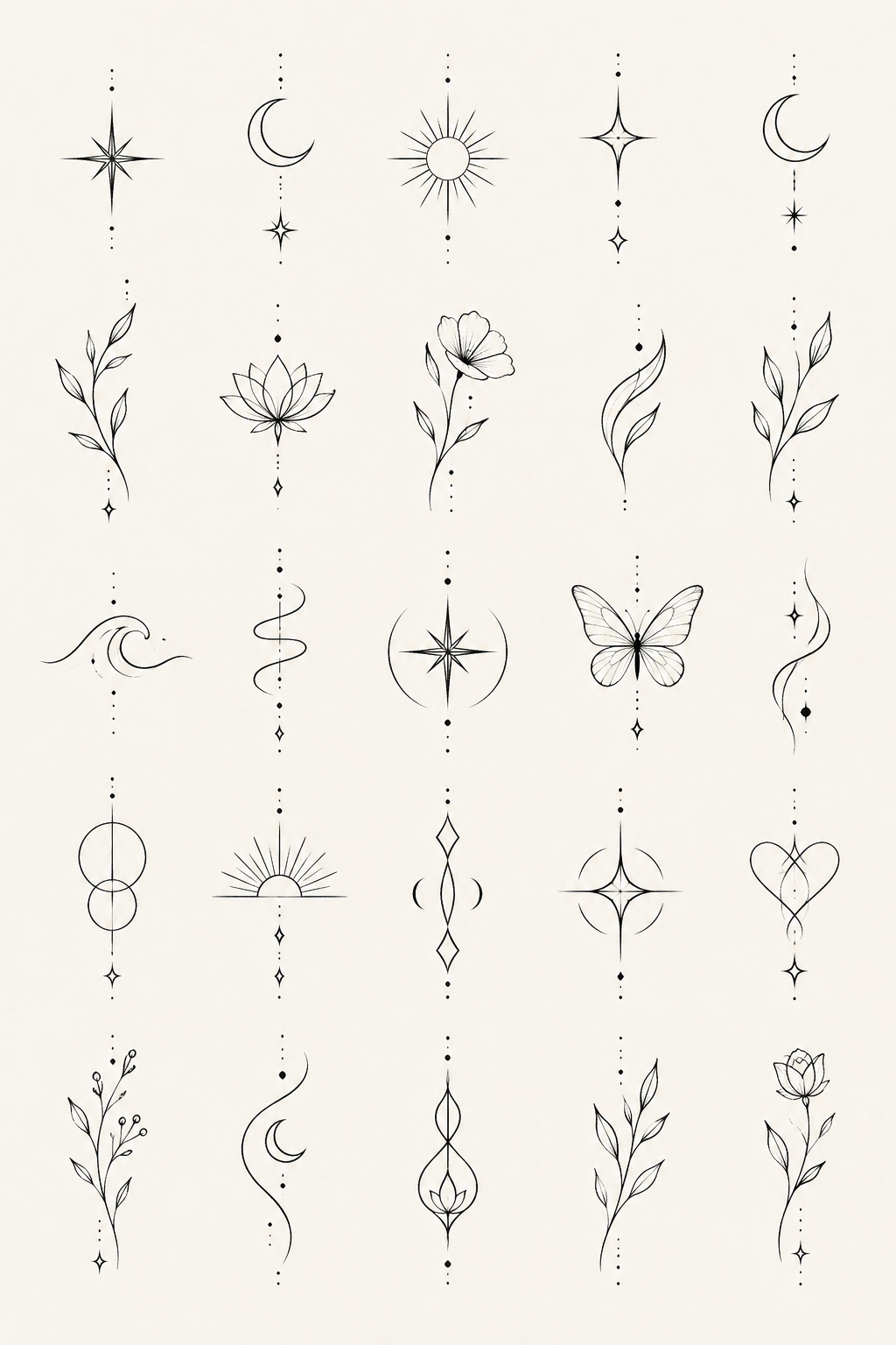 Small abstract marks small tattoos for women illustration