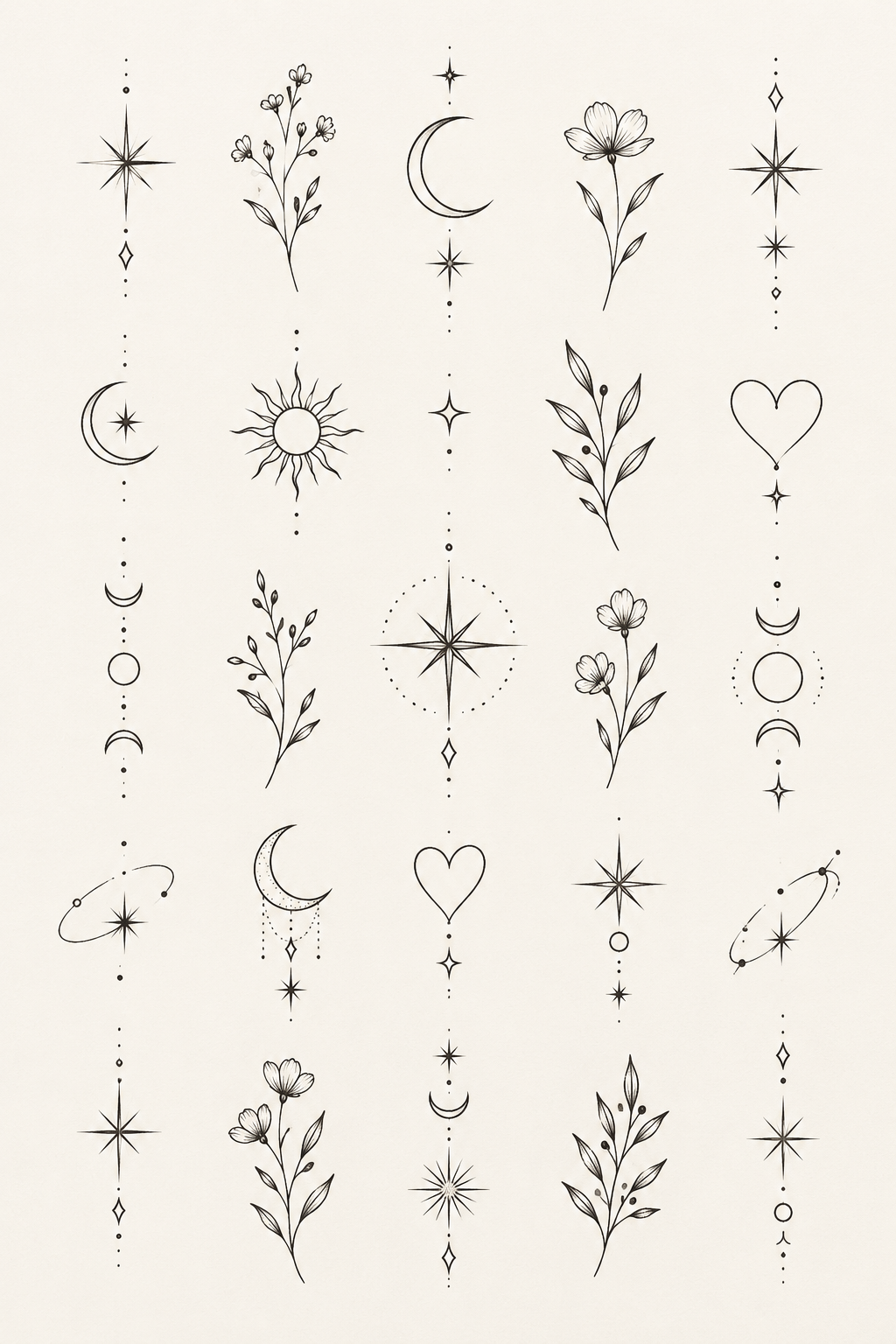 Dainty matching symbols small tattoos for women illustration