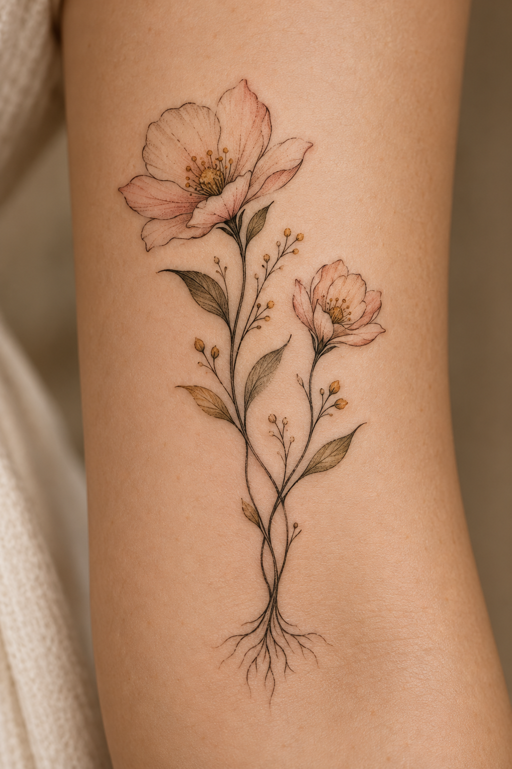 Fine-line fern ankle mother and daughter tattoo idea