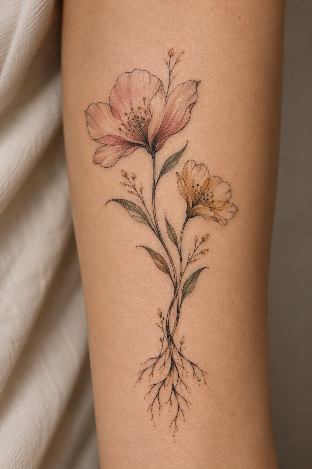 Matching script rib mother and daughter tattoo idea