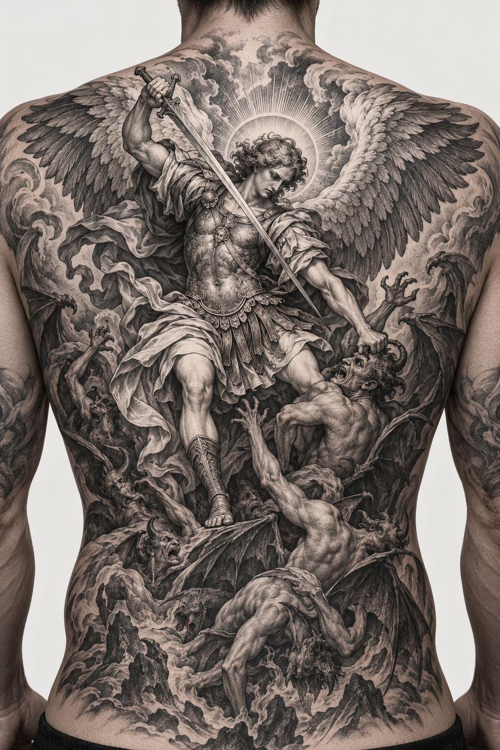 full back tattoo of the sermon on the mount