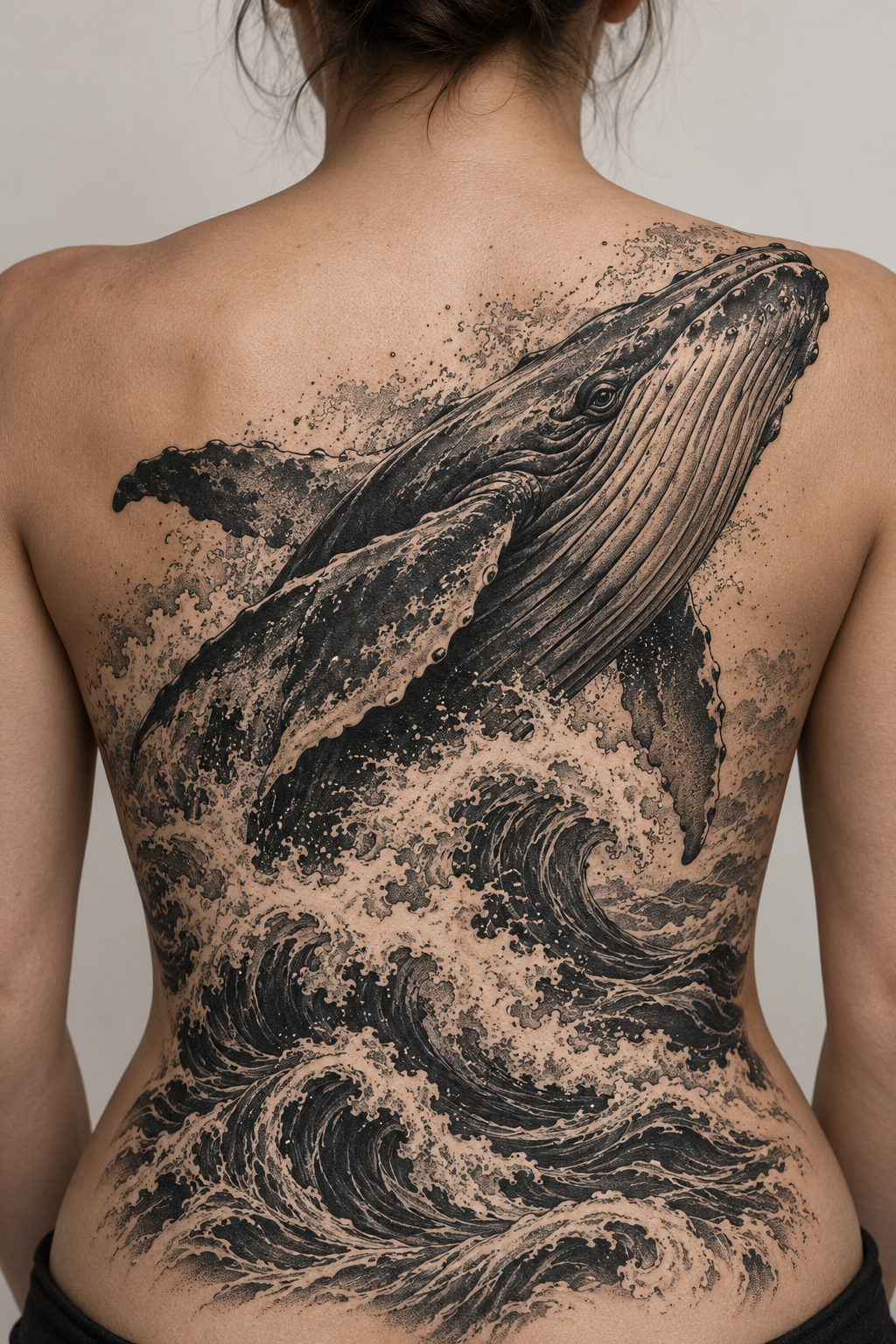 Full back tattoo of Jesus with fallen Roman soldiers