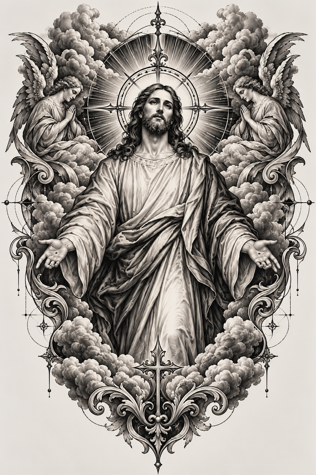 Resurrection scene across the back