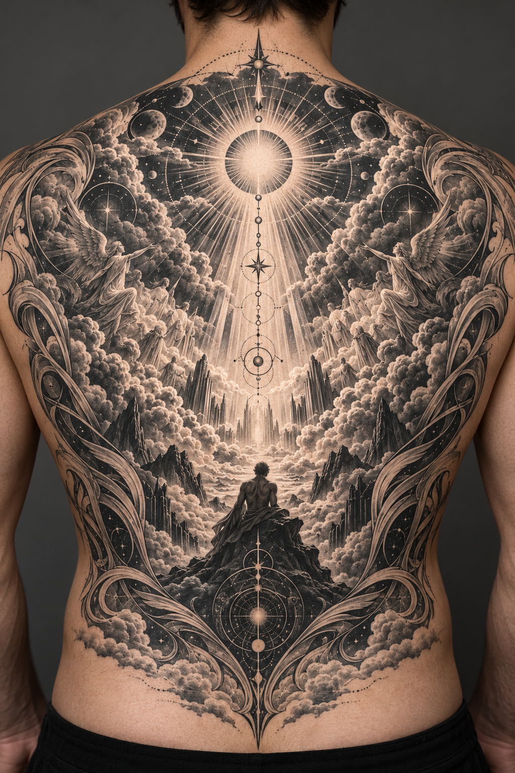 A lamb of god tattoo on the upper back