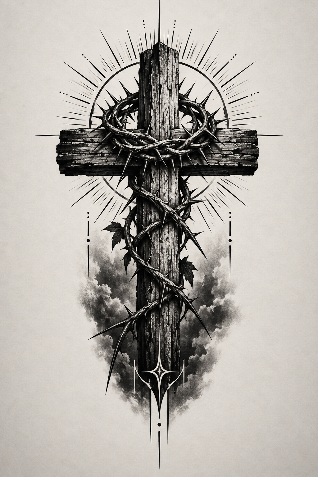 Cross Silhouette blackwork Christian tattoo idea