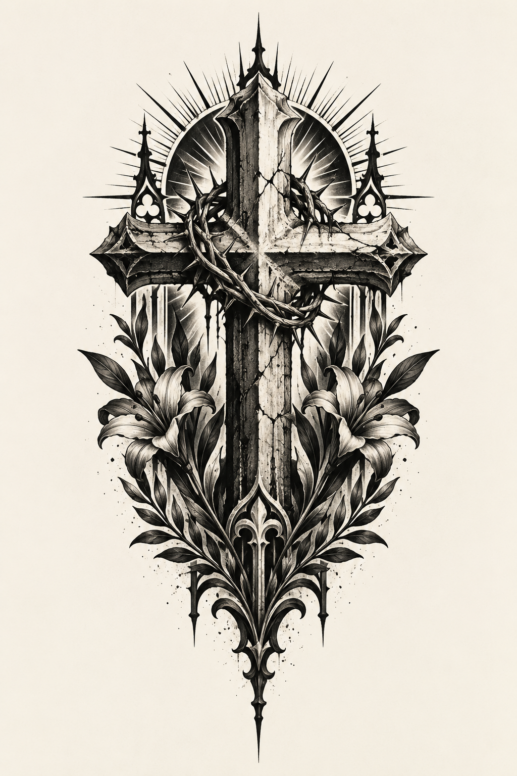Guardian Angel blackwork Christian tattoo idea