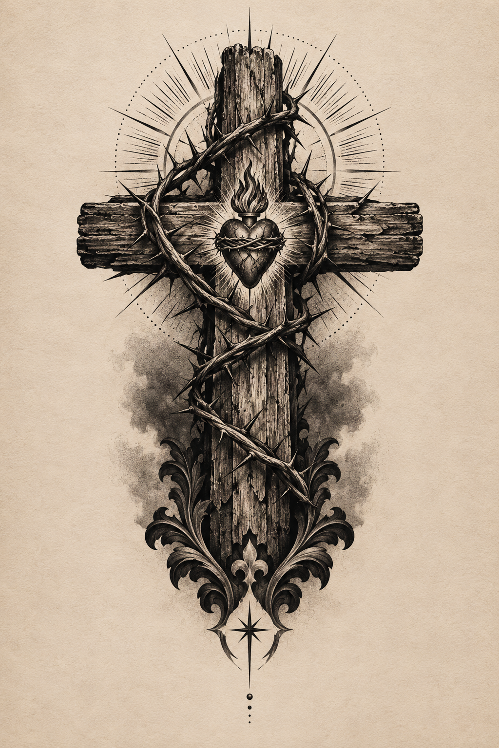 Crown of Thorns blackwork Christian tattoo idea