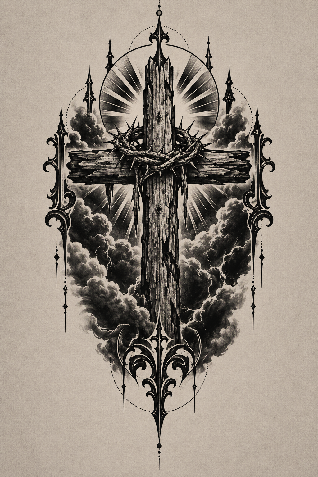 Scripture Scroll blackwork Christian tattoo idea