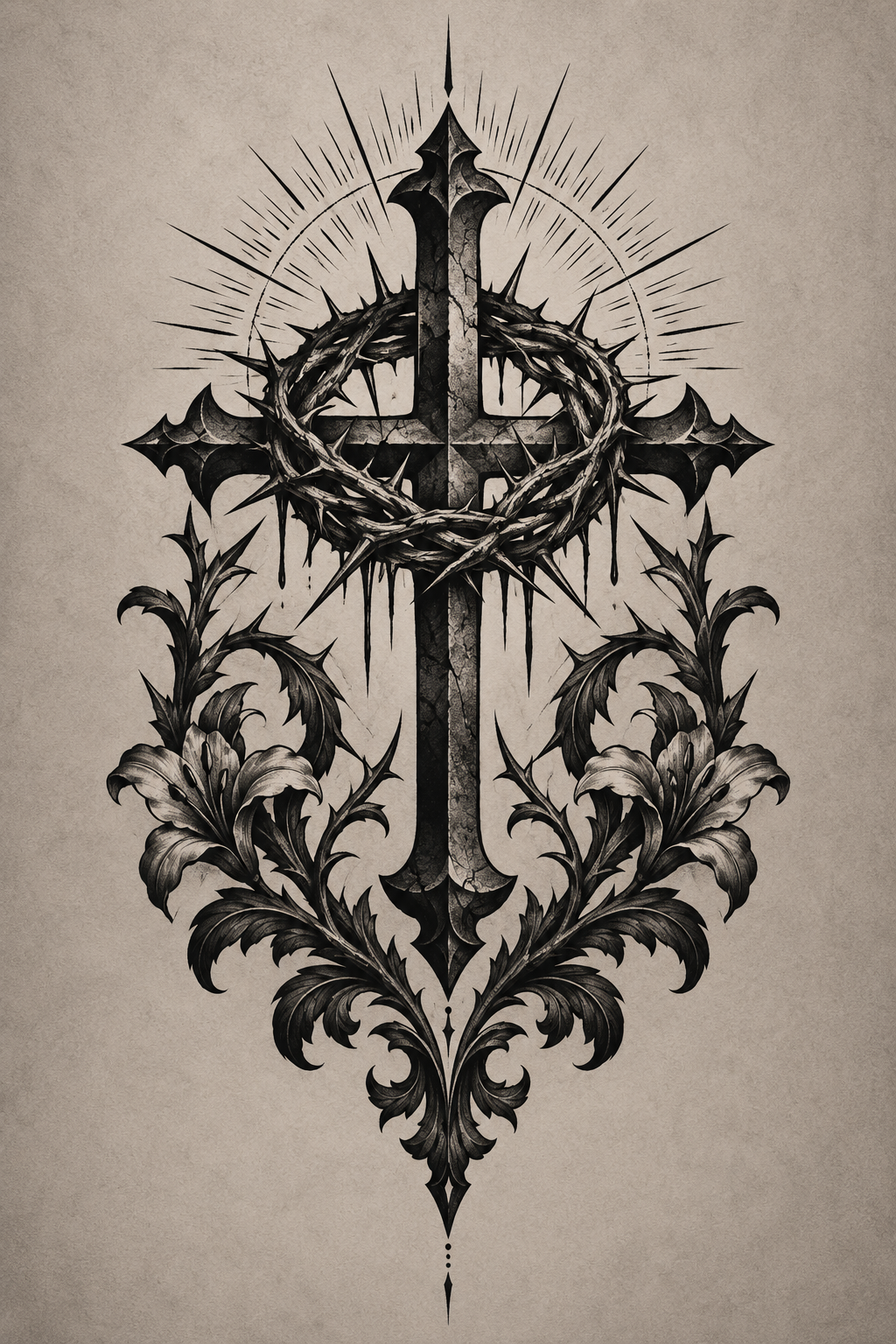 Praying Hands blackwork Christian tattoo idea