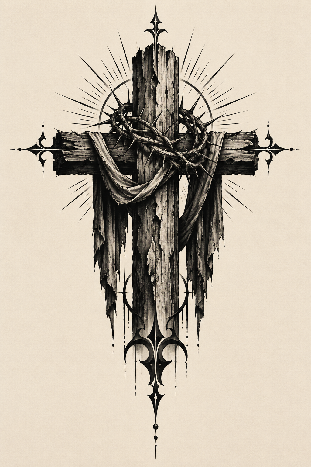 Sacred Heart blackwork Christian tattoo idea