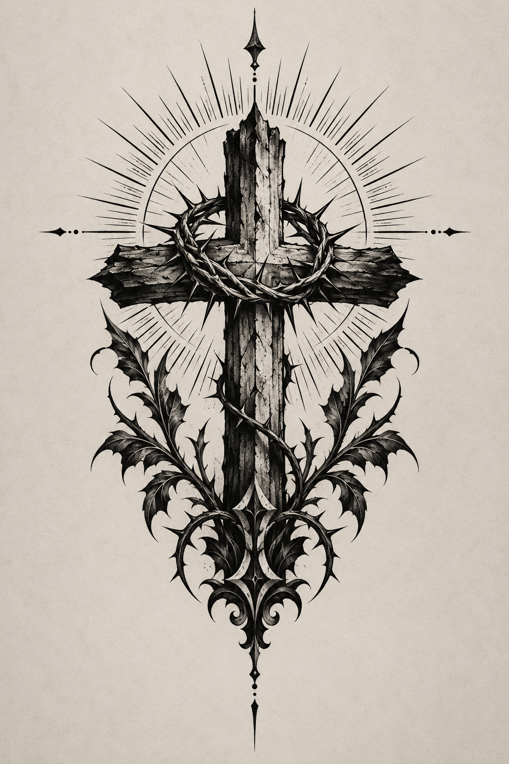 Gothic Cathedral blackwork Christian tattoo idea
