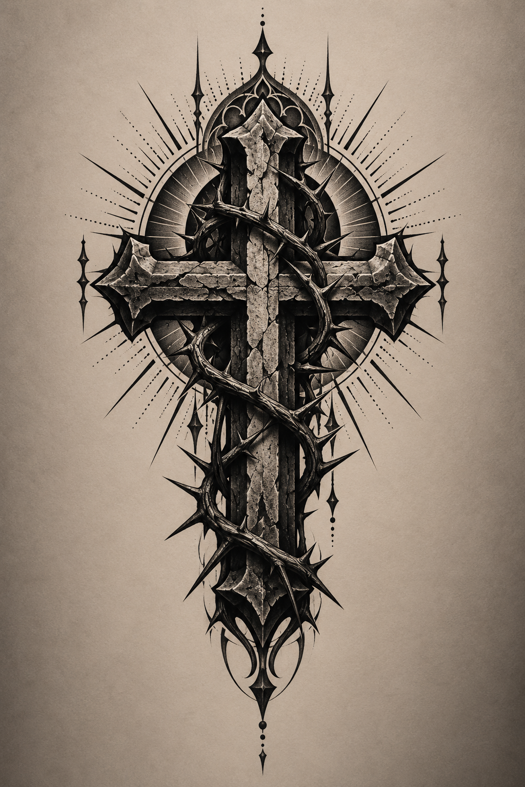 Bible and Cross blackwork Christian tattoo idea