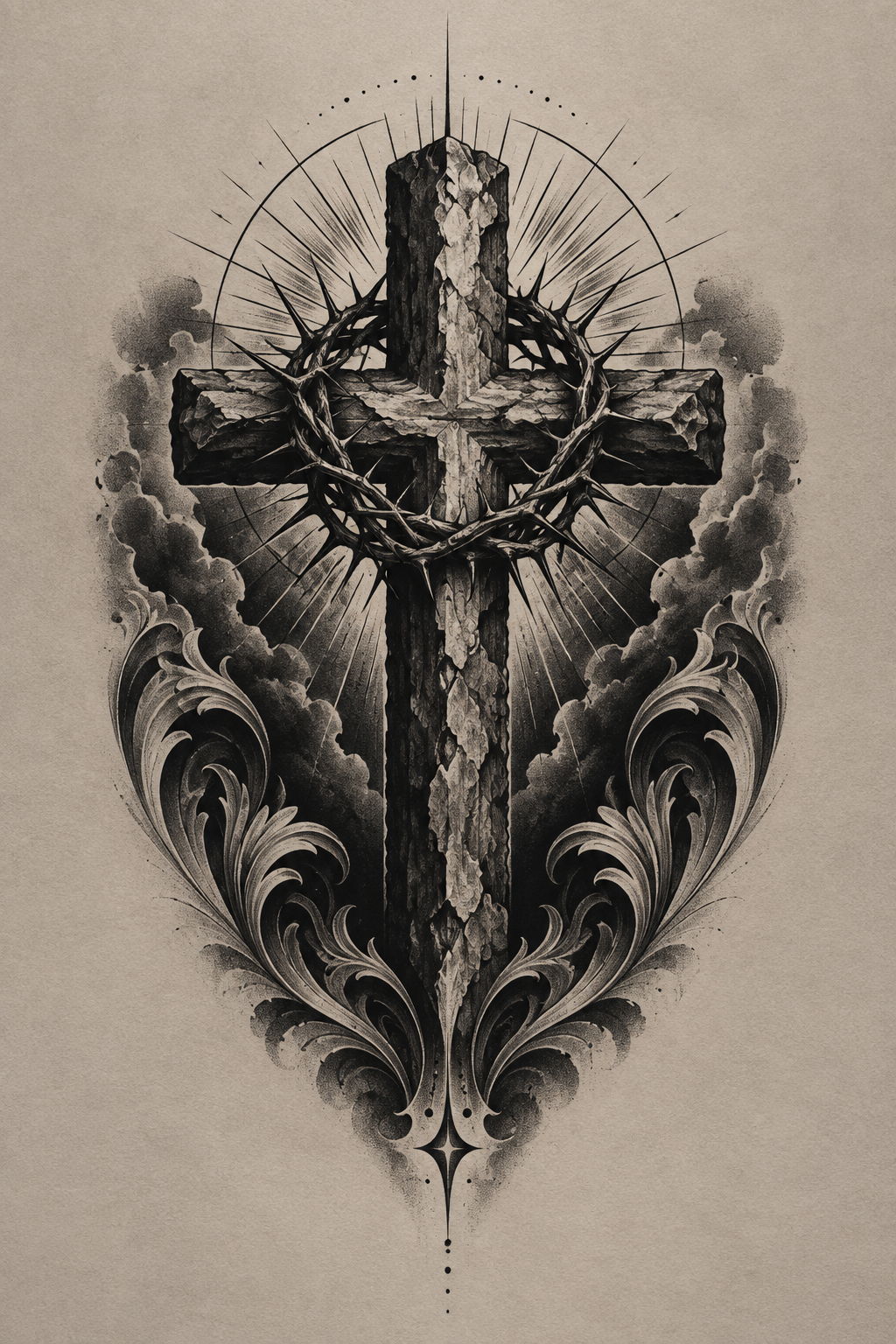 Heavenly Stairway blackwork Christian tattoo idea