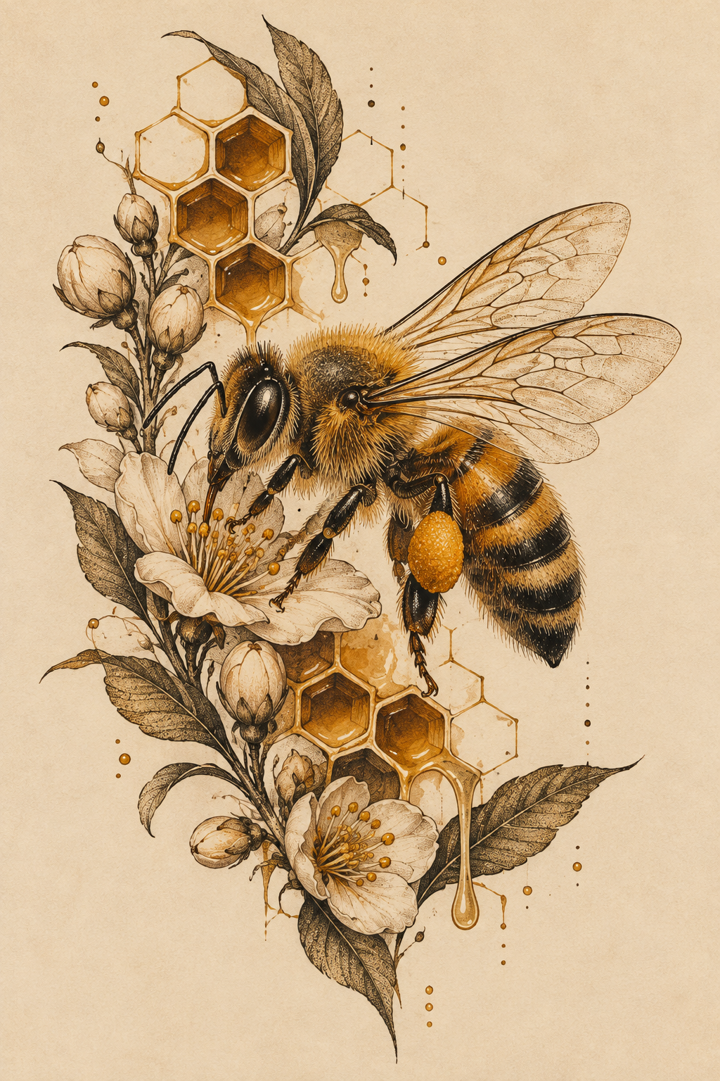 Realistic honey bee tattoo idea 5