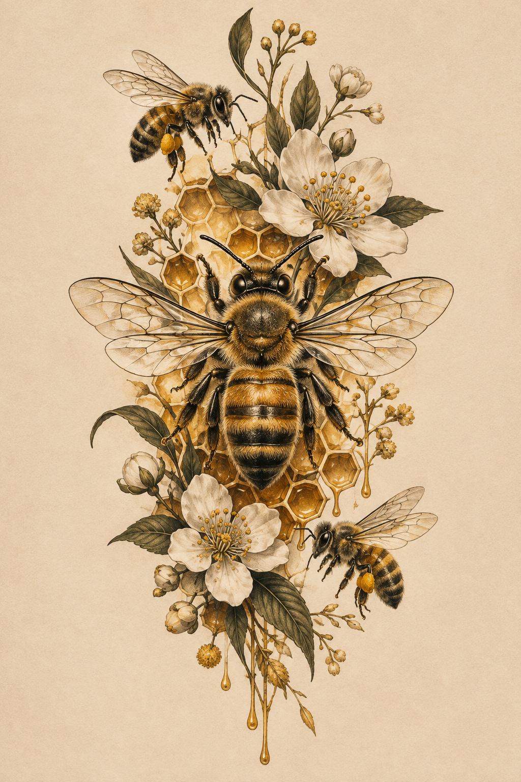 Realistic honey bee tattoo idea 6