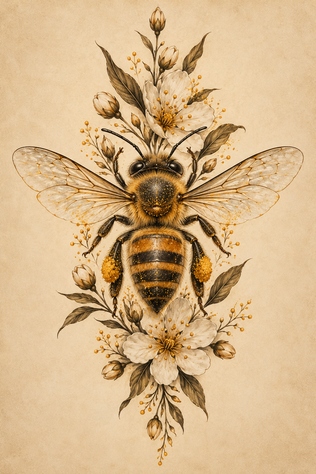Realistic honey bee tattoo idea 9