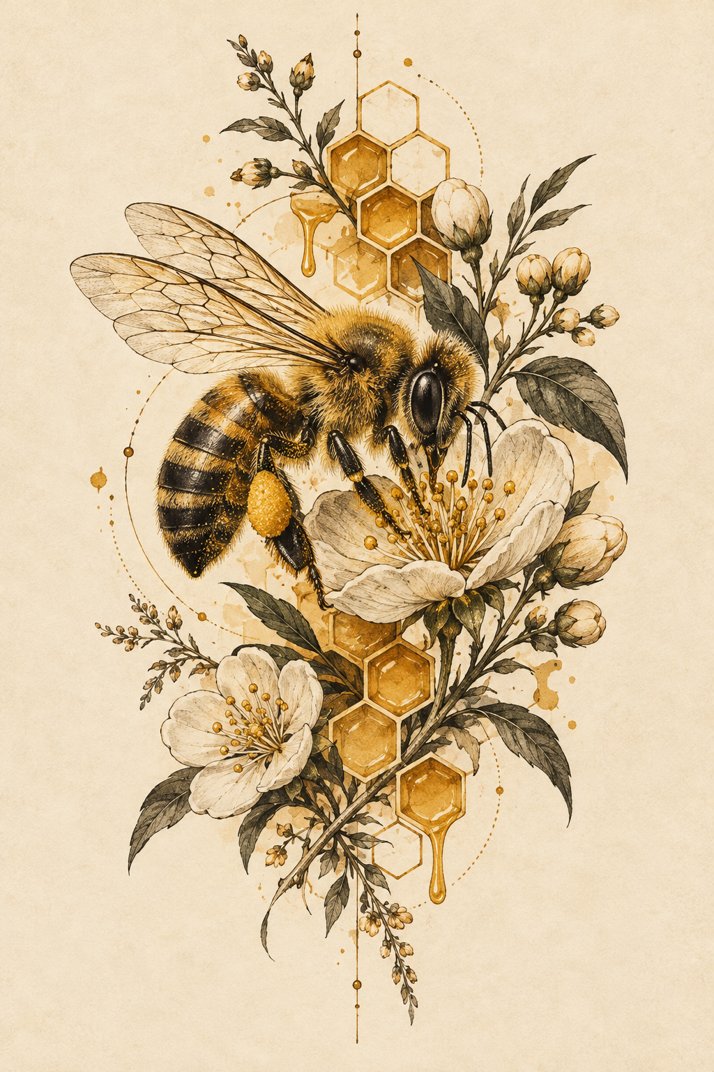 Realistic honey bee tattoo idea 16