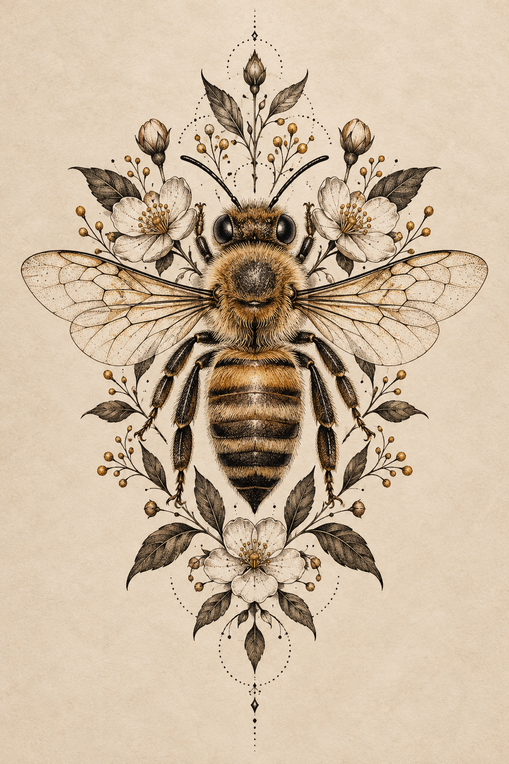 Realistic honey bee tattoo idea 17