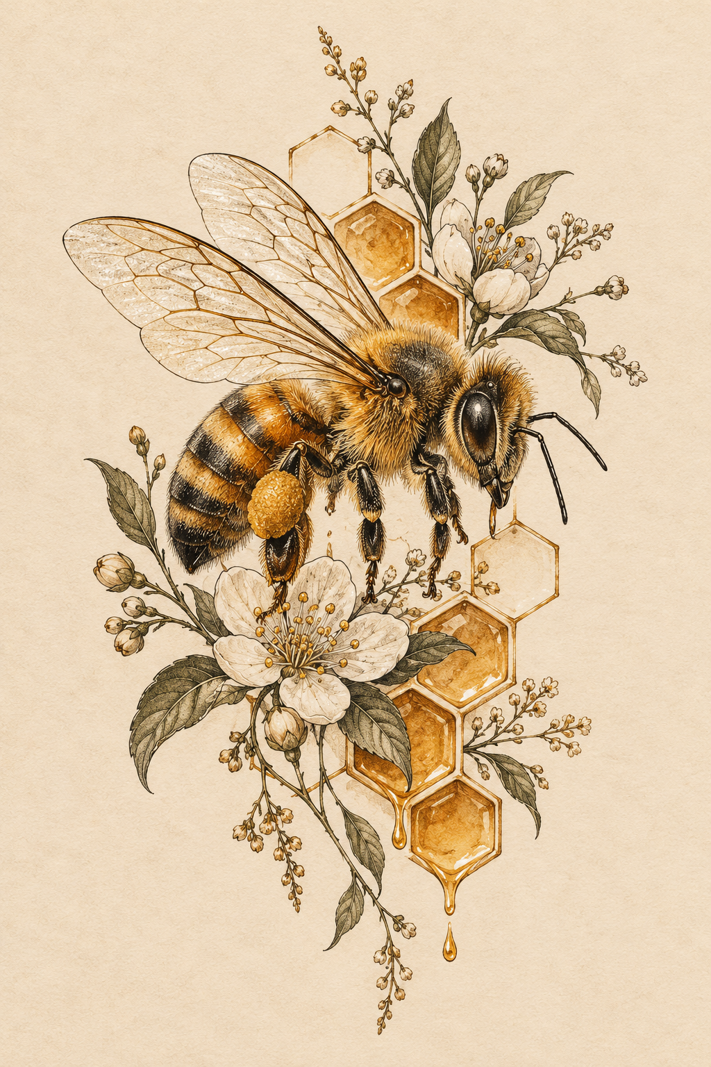 Realistic honey bee tattoo idea 19