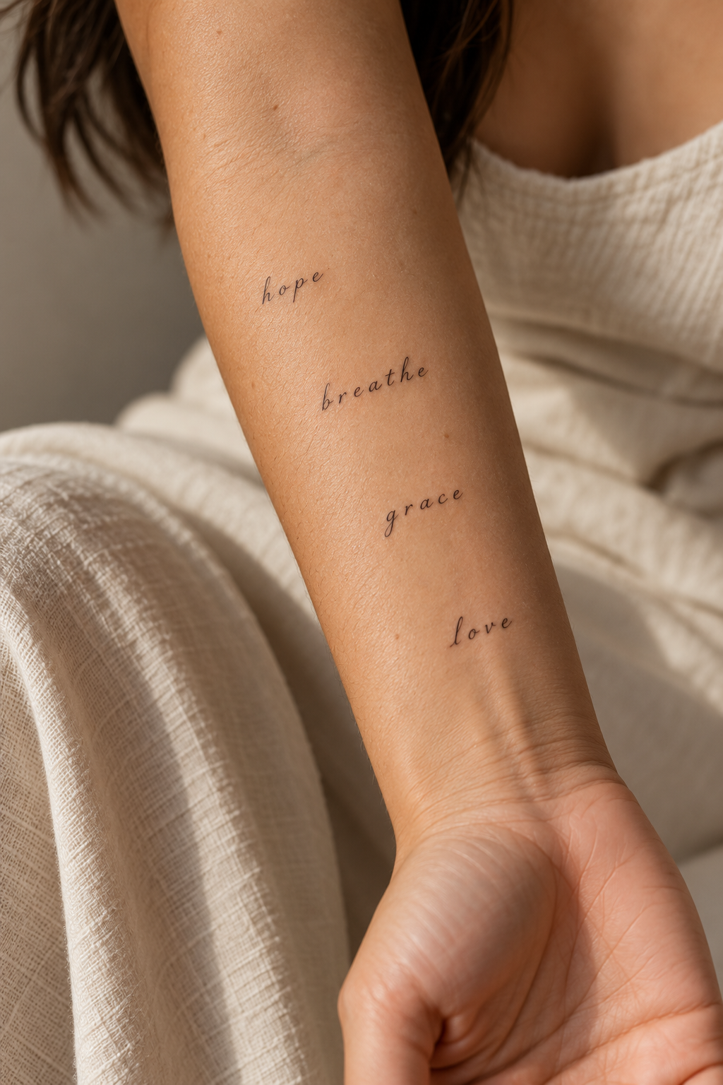tiny word tattoos for women: hope design