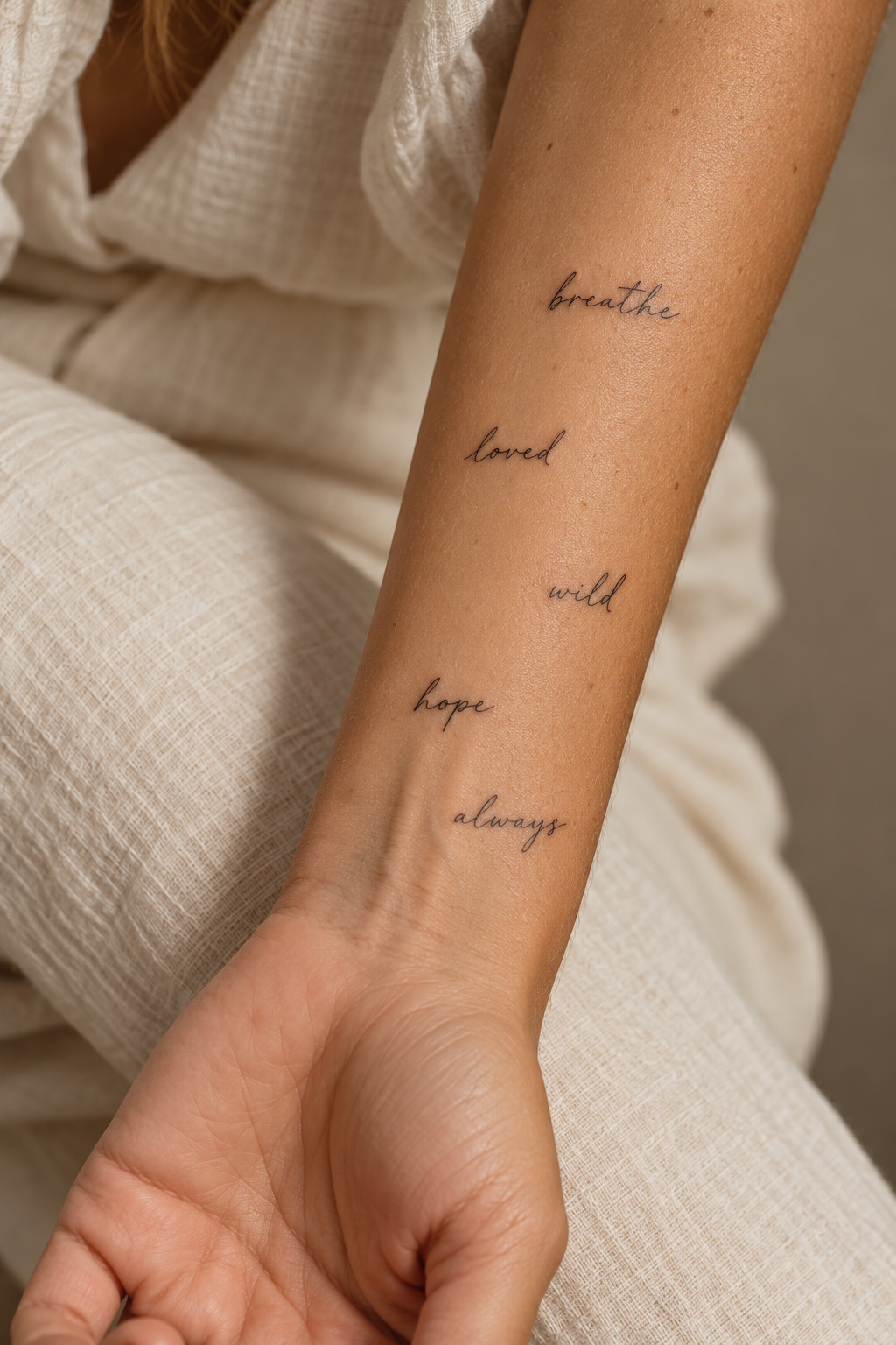 tiny word tattoos for women: wild design