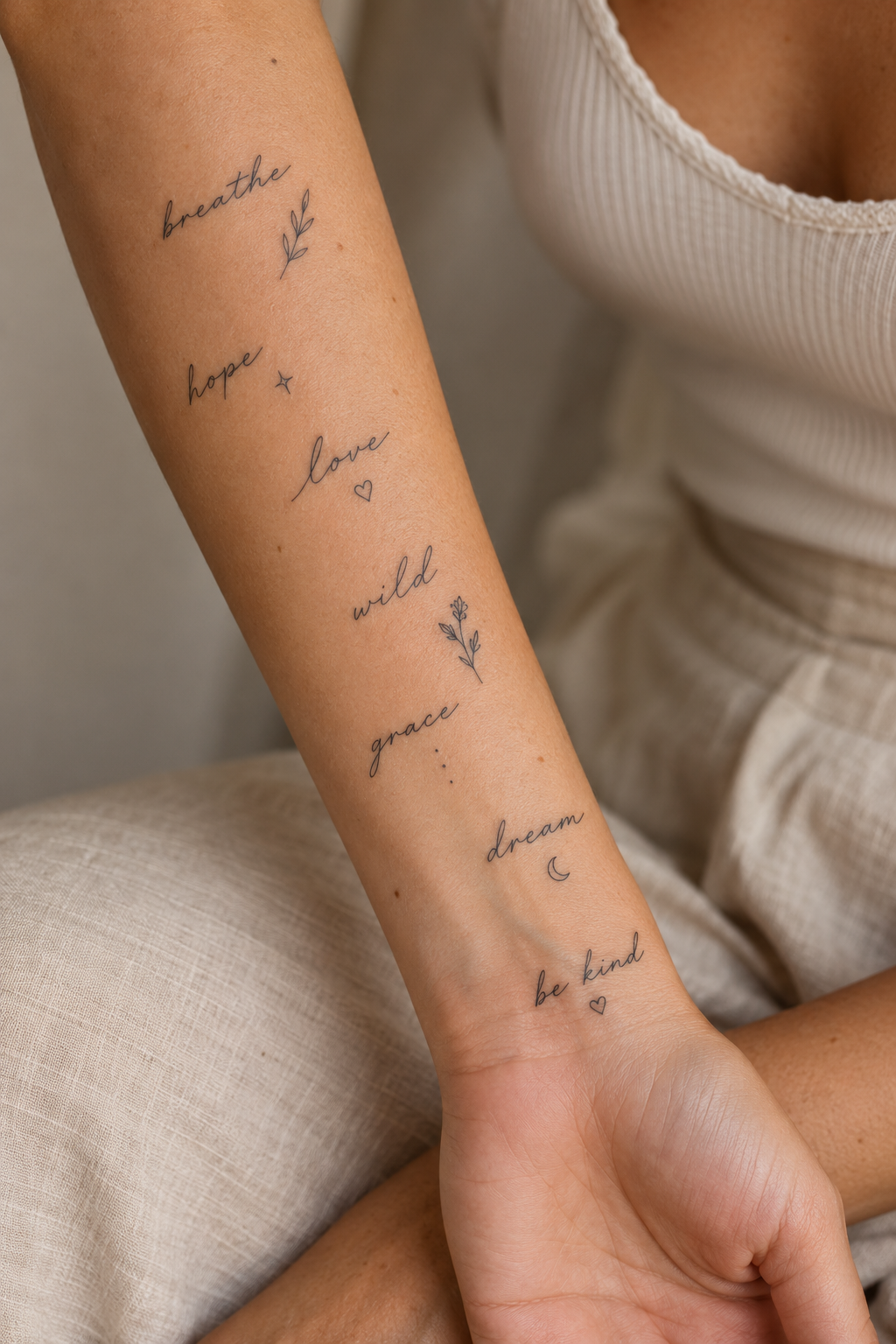 tiny word tattoos for women: free design