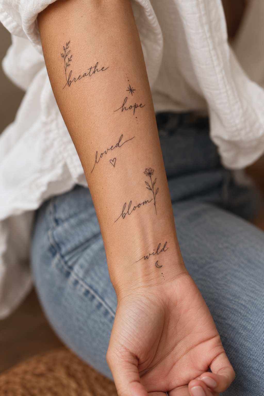 tiny word tattoos for women: love design