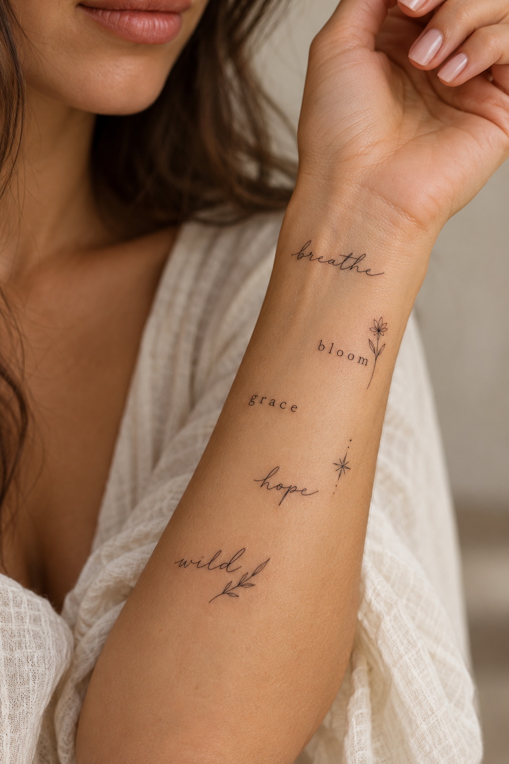 tiny word tattoos for women: still design