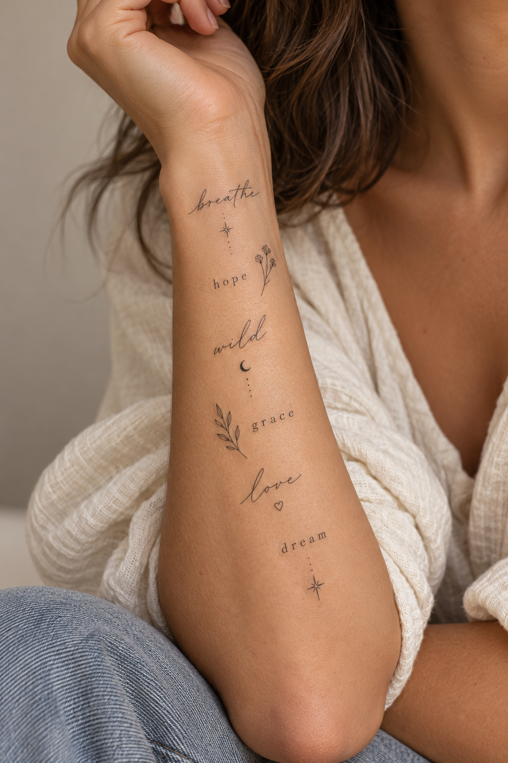tiny word tattoos for women: joy design