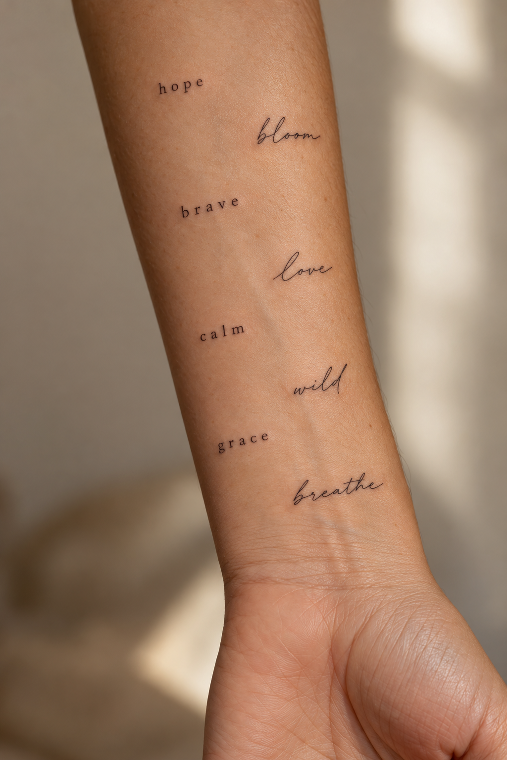 tiny word tattoos for women: shine design